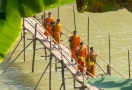 Pont de bambou à Luang Prabang