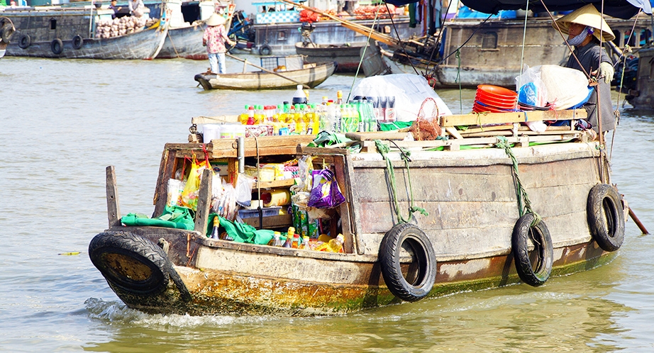 Marché flottant sur le Mékong