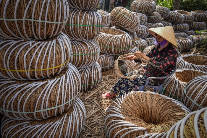 Village de vannerie de noix de coco de Hung Phong