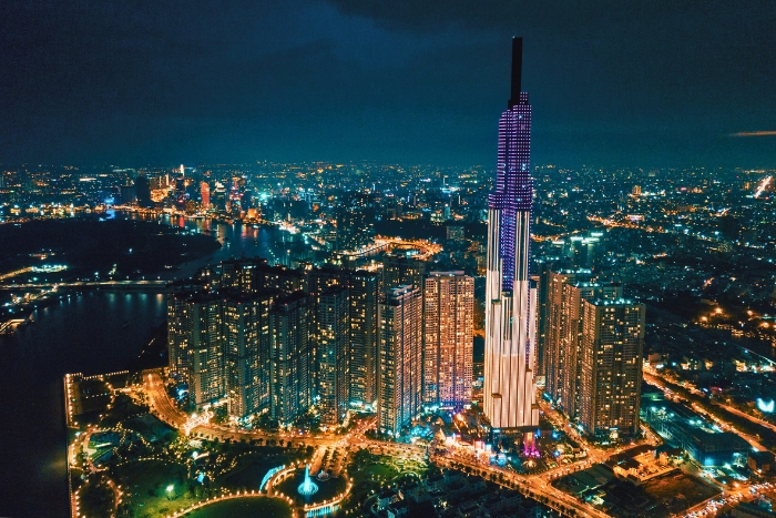 Landmark 81 dans le skyline de Saigon