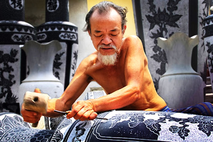 Visite et découverte de l'art de la sculpture sur pierre dans le village de Ninh Van